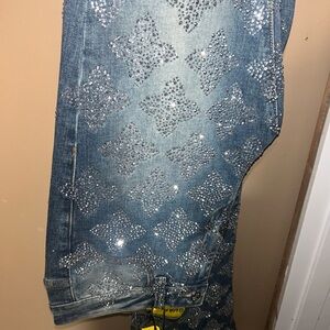 Men's Slim Straight Jeans with Silver Embellishments